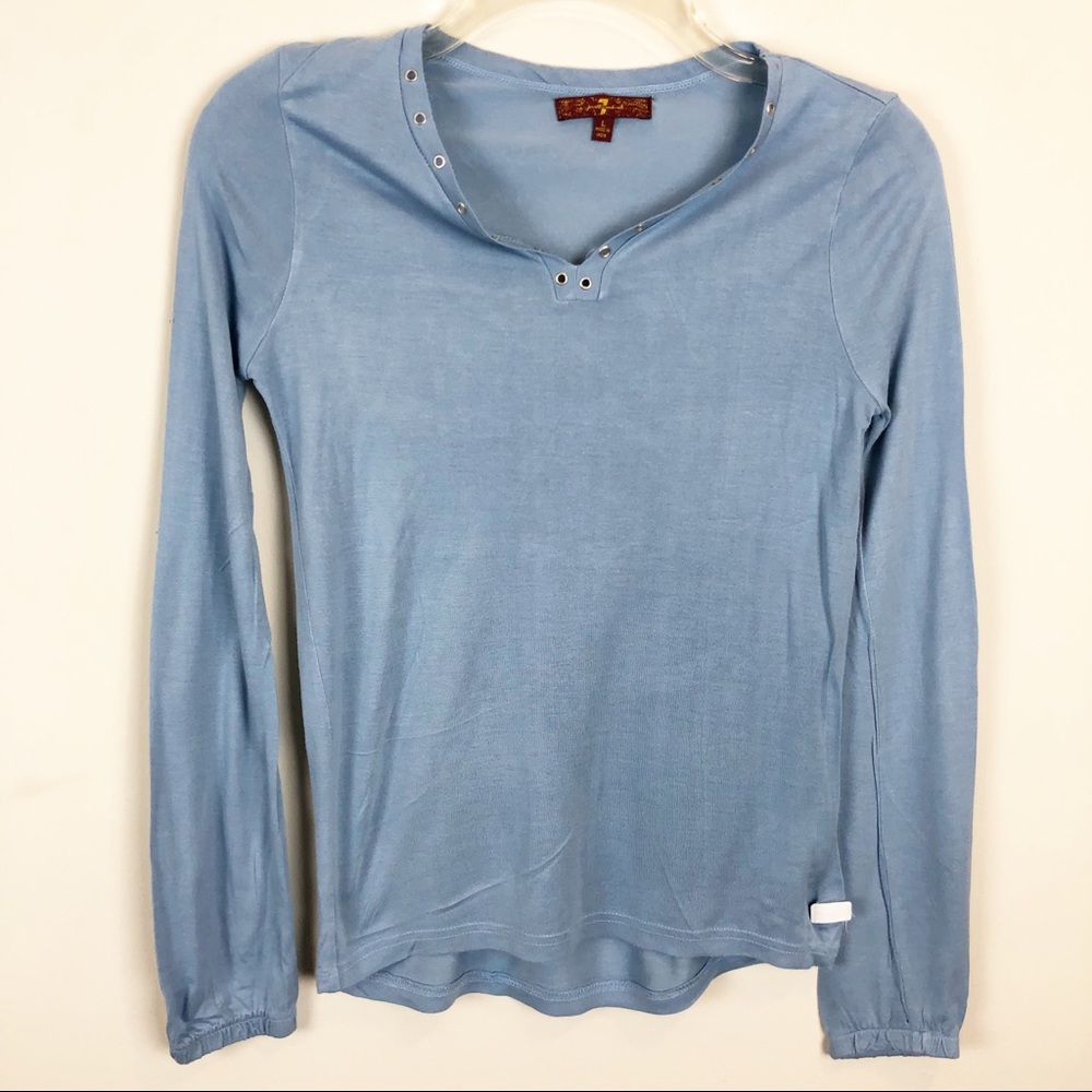 Girls 7FAMK Blue Long Sleeve Top Large